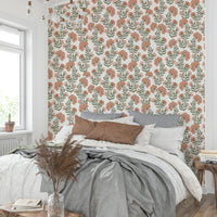 A wall mural of a peaceful floral pattern.

