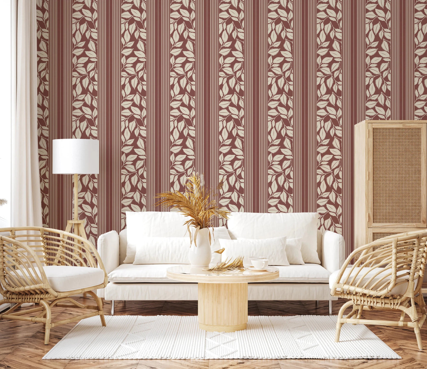 Botanical leaf repeats bring rhythm to this Vintage Foliage Wallpaper pattern