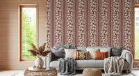 Vertical panel styling shapes this Vintage Trailing Foliage Dark Red Wallpaper