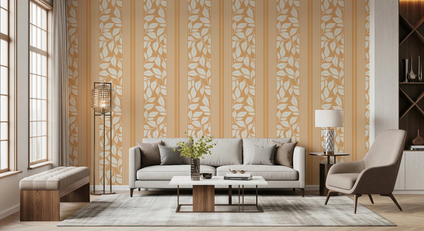 Hallway showing Vintage Trailing Foliage Golden Wallpaper