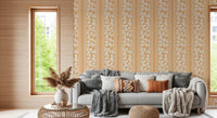 LIving room with Vintage Trailing Foliage Golden Wallpaper