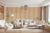 Soft leaf bands define Vintage Trailing Foliage Golden Wallpaper
