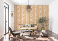 Slim stripes frame Vintage Trailing Foliage Golden Wallpaper