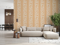 A vintage stripe layout shapes Vintage Trailing Foliage Golden Wallpaper