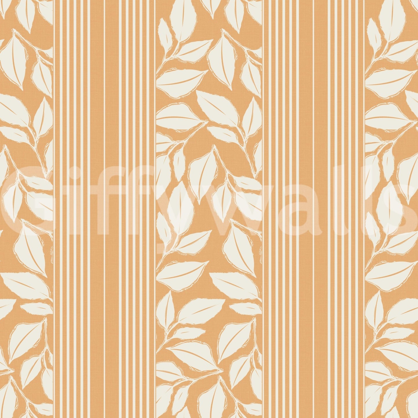 Decorative foliage lines fill Vintage Trailing Foliage Golden Wallpaper