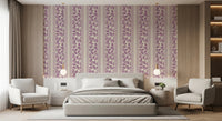 Bedroom styled in Lavender Wallpaper with Vintage Foliage leaf pattern