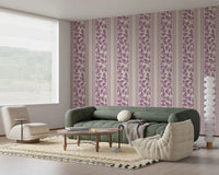 Hallway featuring Trailing Foliage Wallpaper in a muted lavender palette