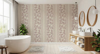 Fine botanical lines on Vintage Trailing Foliage Mauve Wallpaper for bathroom