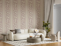 Vintage Trailing Foliage Mauve Wallpaper with living room calm stripe flow