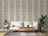 Hallway styled in Olive Green Wallpaper with Trailing Foliage leaf pattern