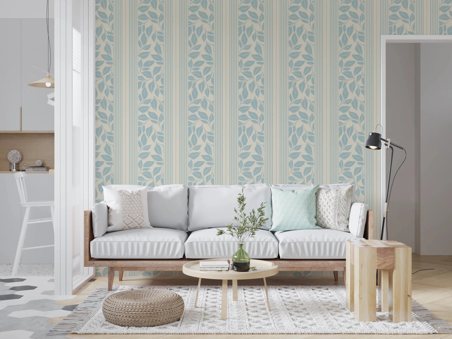 A light neutral ground softens the look of this Vintage Foliage Wallpaper