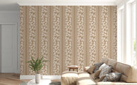Decorative leaf repeats fill Vintage Trailing Foliage Tan Wallpaper