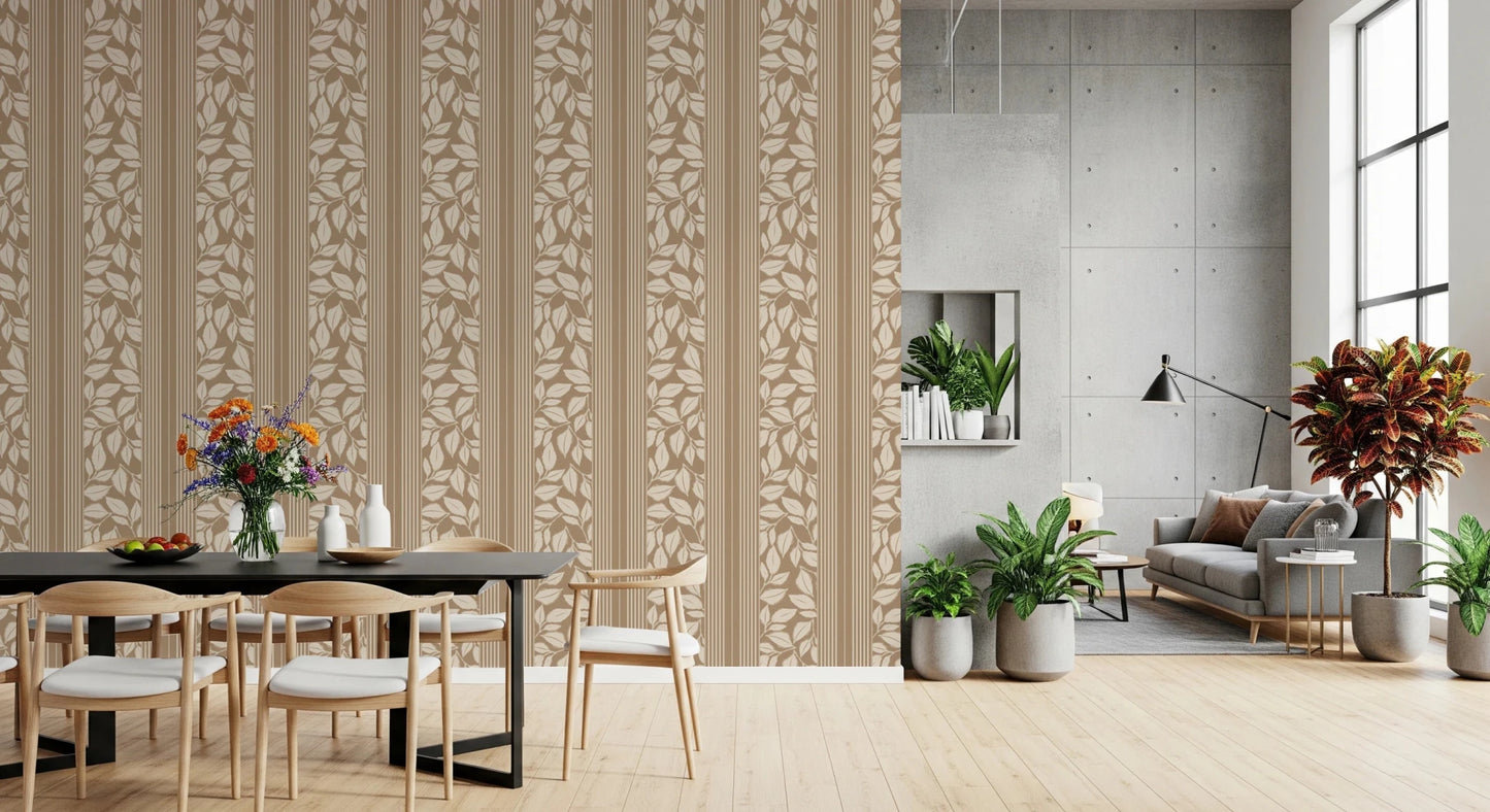 Warm tan tones give Vintage Trailing Foliage Tan Wallpaper a calm look