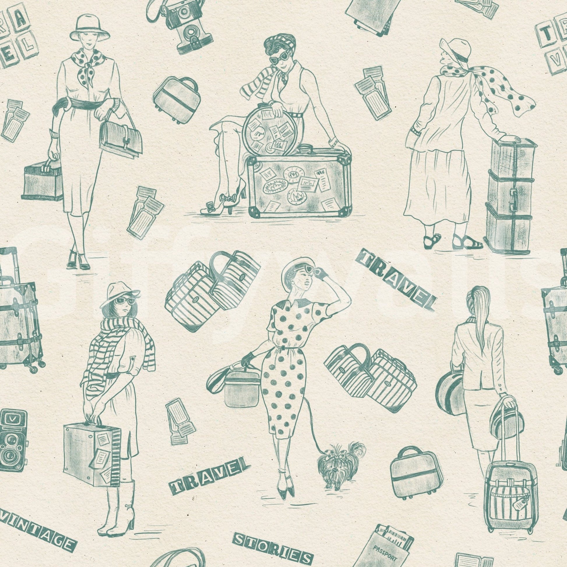 Nostalgic flâneurs on this delightful Vintage Travelogue print.