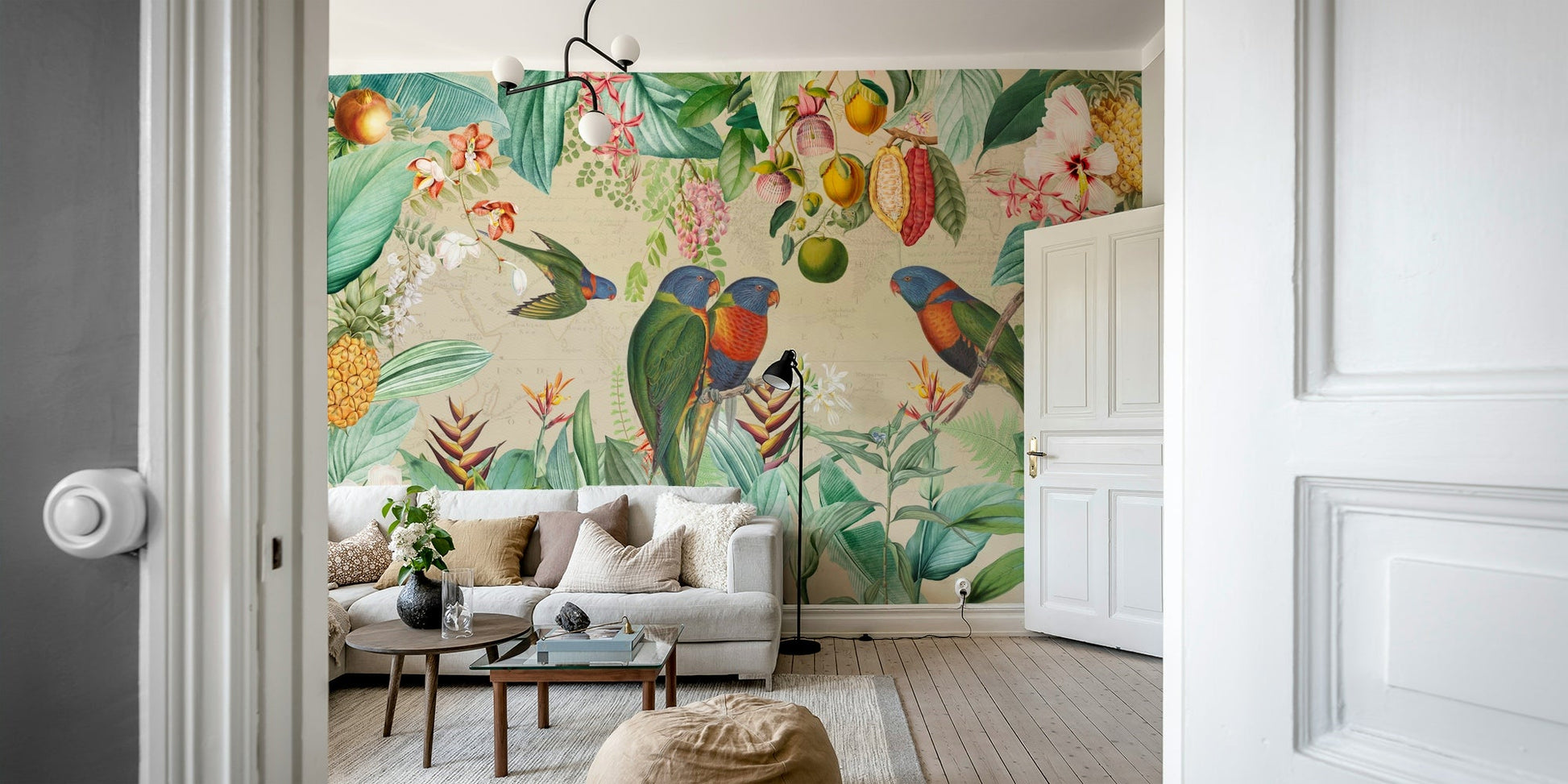 Classic tropical jungle mural for a bold room makeover.

