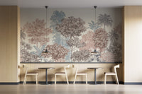 Antique-style forest wallpaper mural
