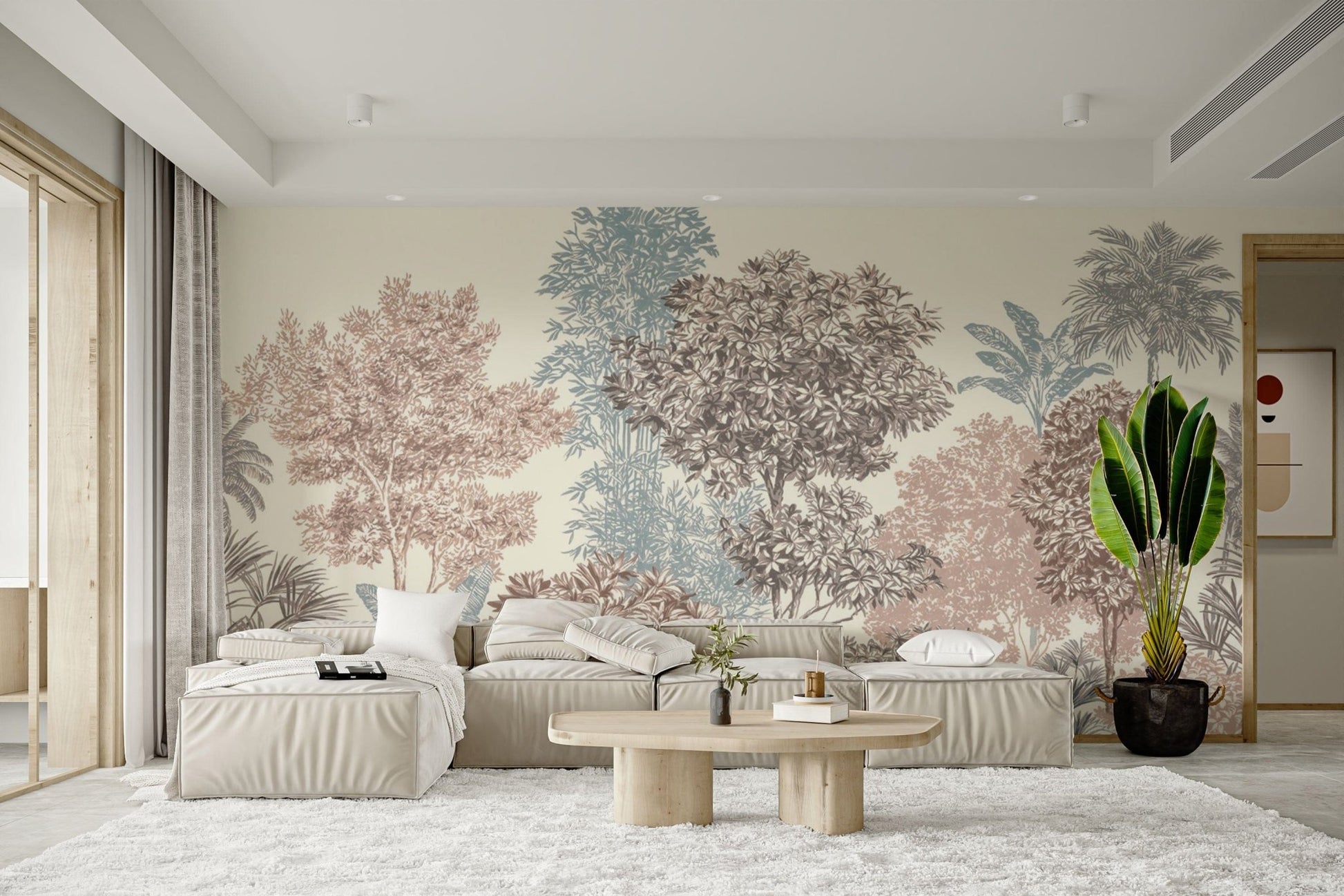 Retro botanical jungle wall mural
