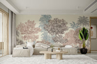 Retro botanical jungle wall mural
