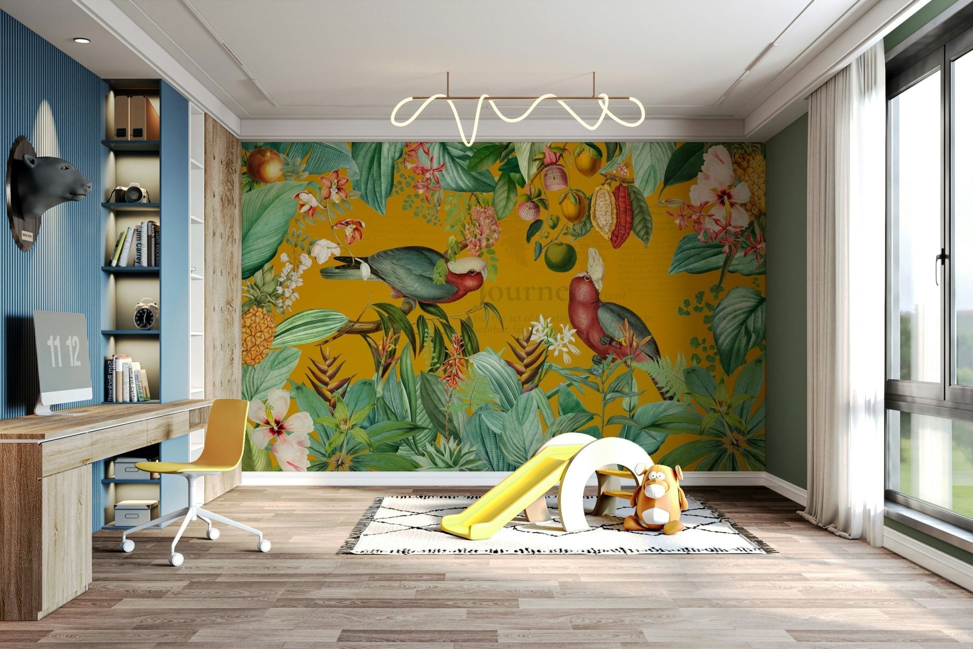Antique tropical foliage wallpaper

