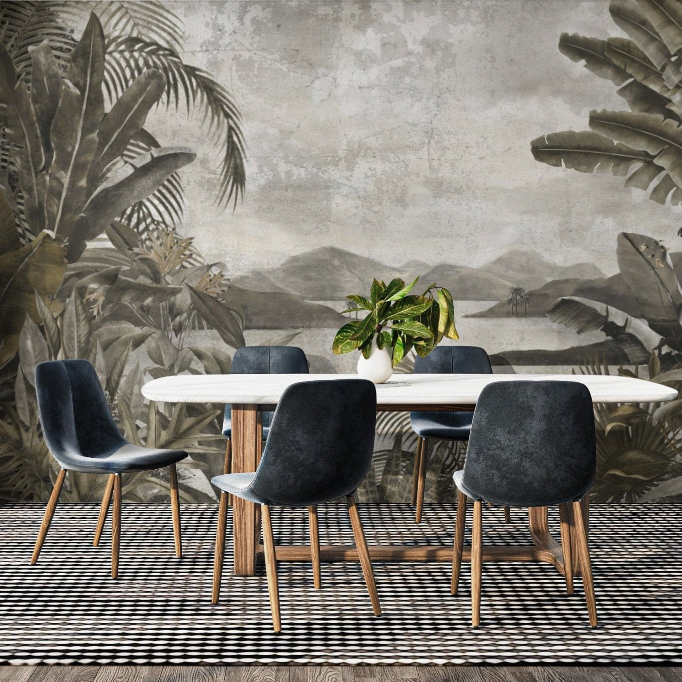 Classic botanical wallpaper with foliage B718
