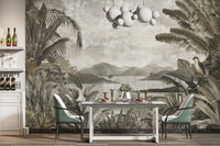 Vintage tropical wallpaper with palm trees
 B718