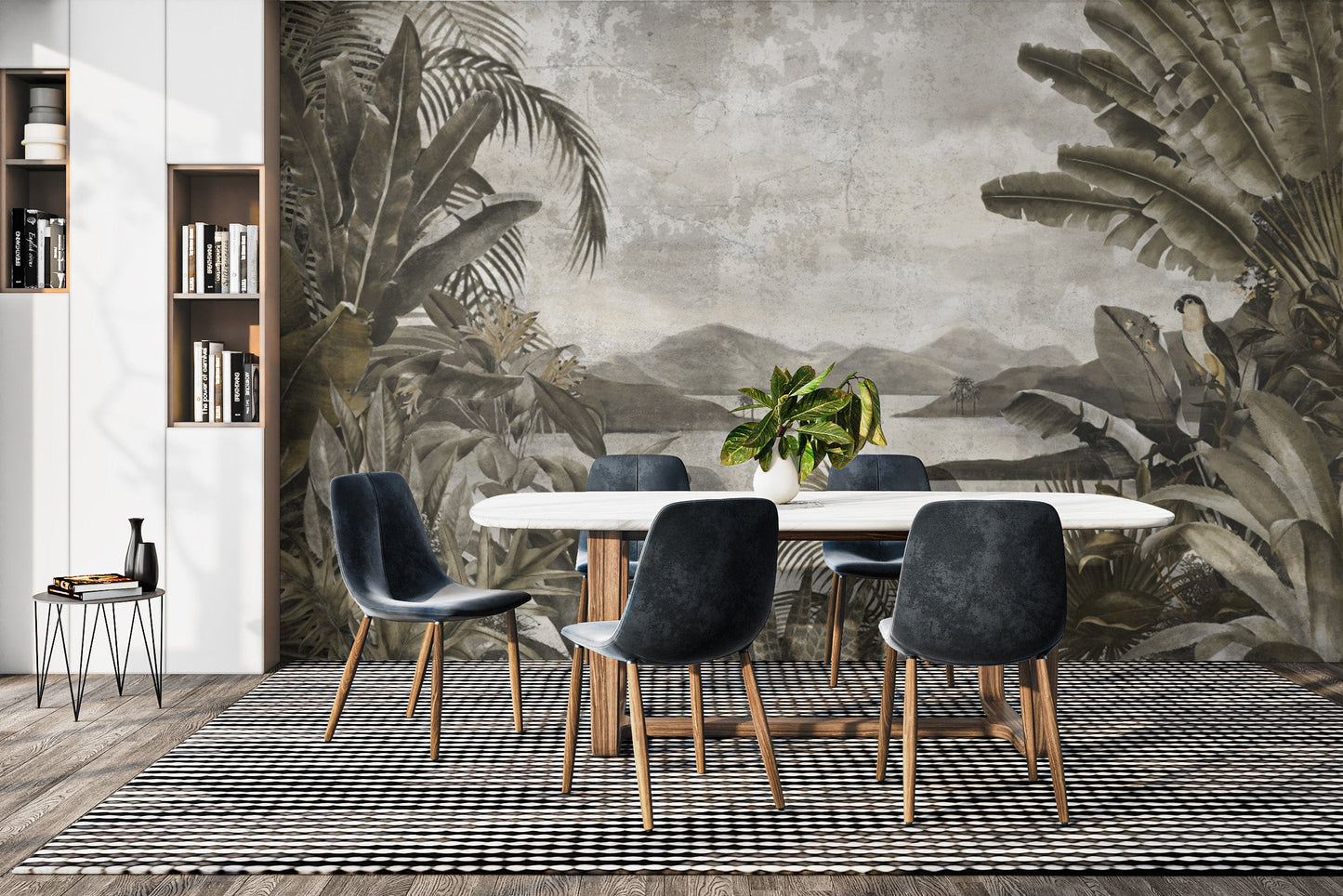 Classic botanical wallpaper with foliage
