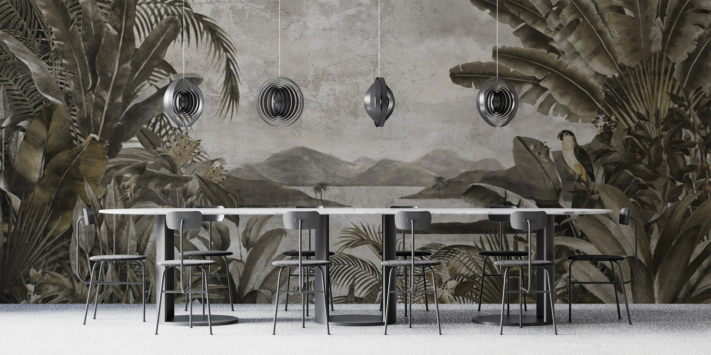 Nature-inspired tropical wallpaper design
