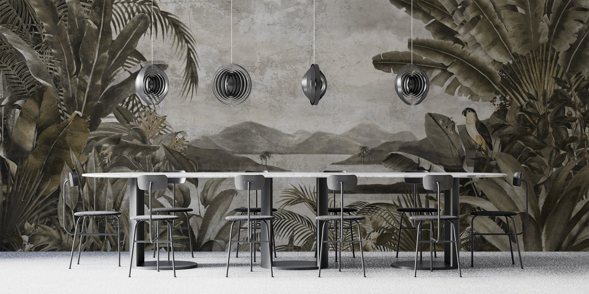 Nature-inspired tropical wallpaper design
