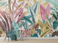 Hand-drawn tropical leaves wallpaper
