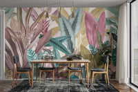 Botanical vintage tropical leaf wallpaper
