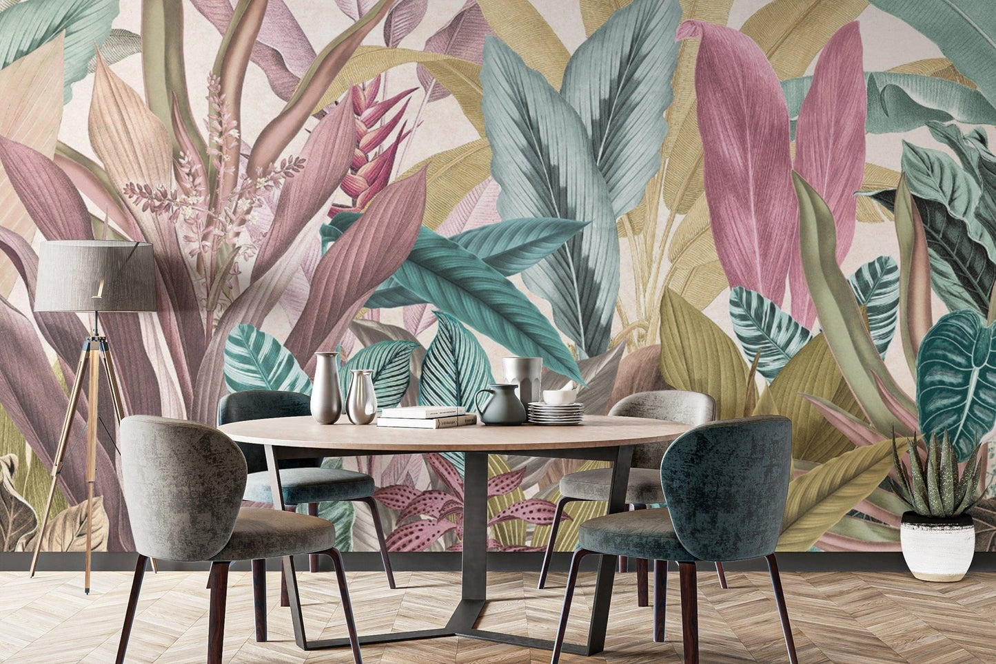 Elegant vintage tropical leaf wallpaper
