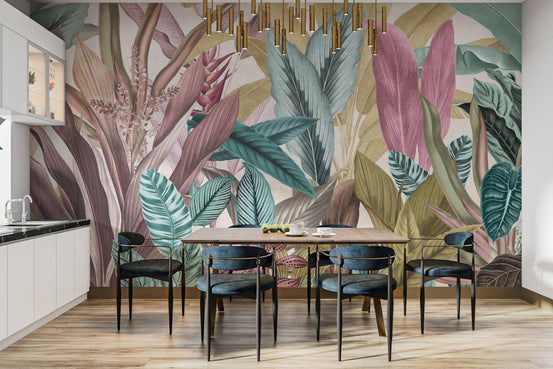 Vintage tropical leaf wallpaper design D301
