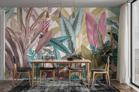 Botanical vintage tropical leaf wallpaper
