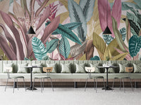 Retro tropical leaves wallpaper pattern
