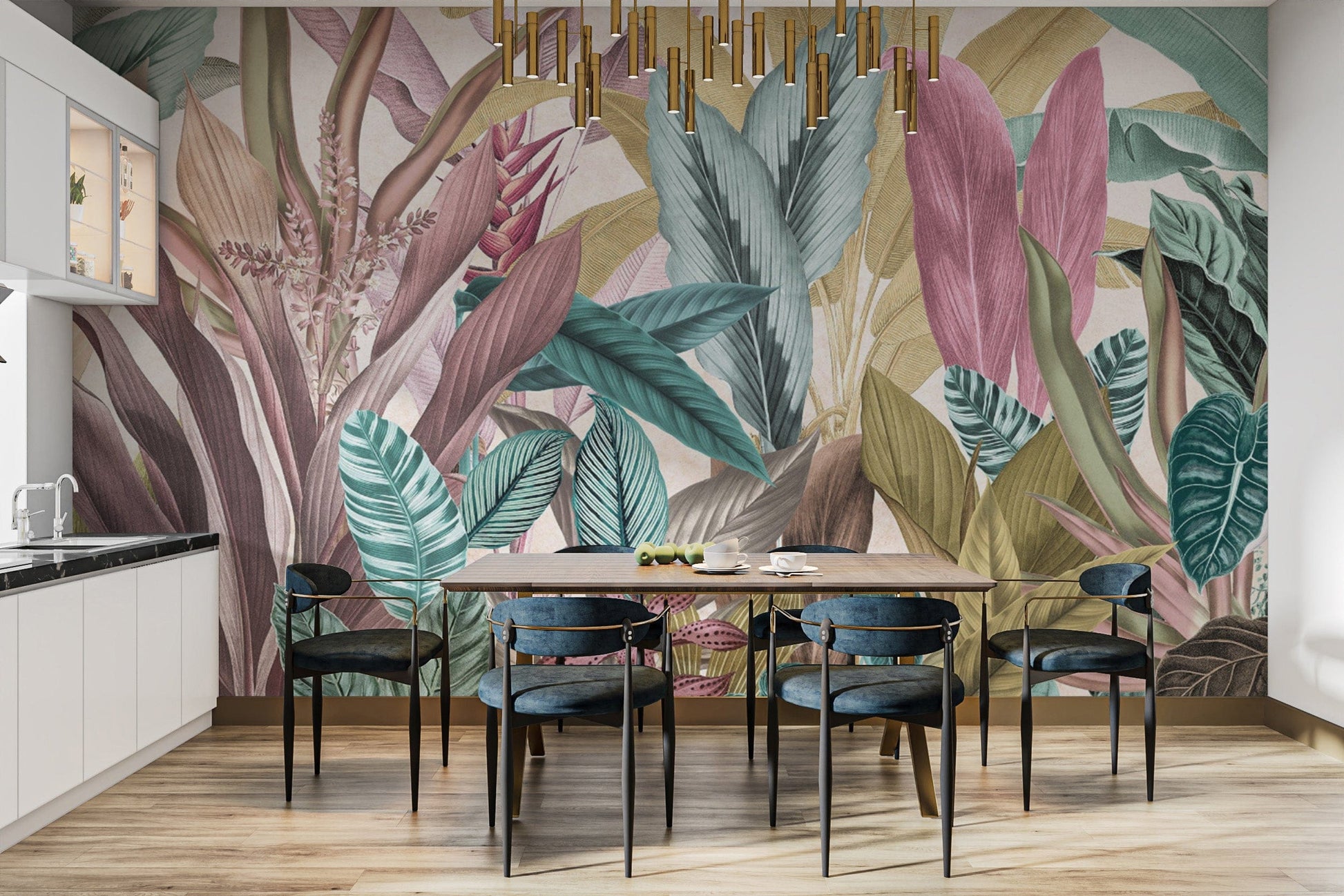 Vintage tropical leaf wallpaper design
