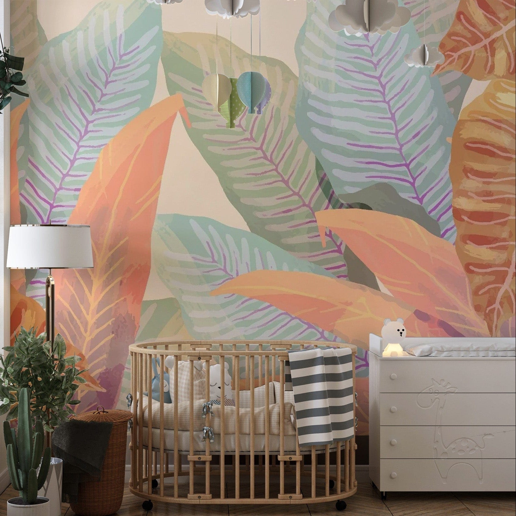 Elegant Vintage Tropical Leaf Wallpaper
