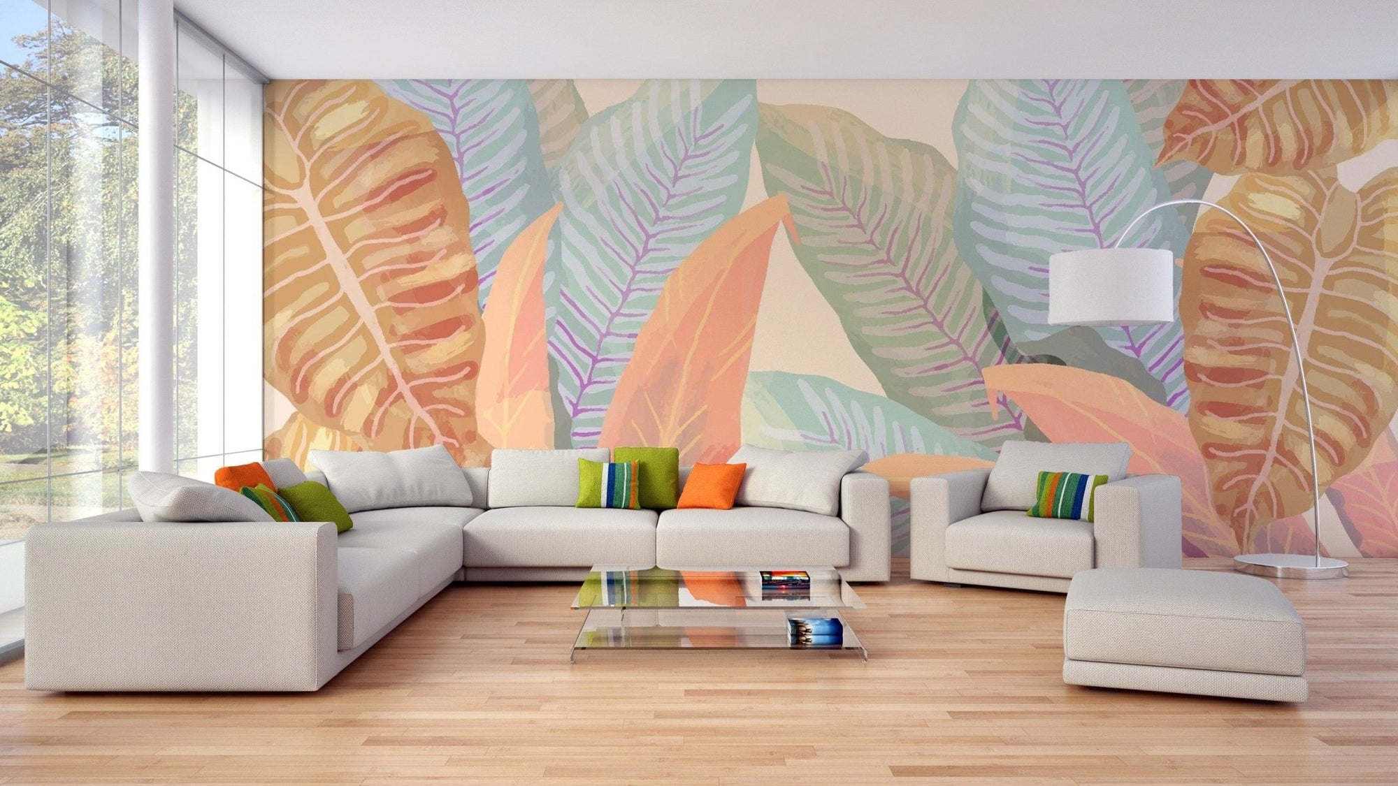 Vintage Tropical Leaves Wallpaper Mural retro-02
