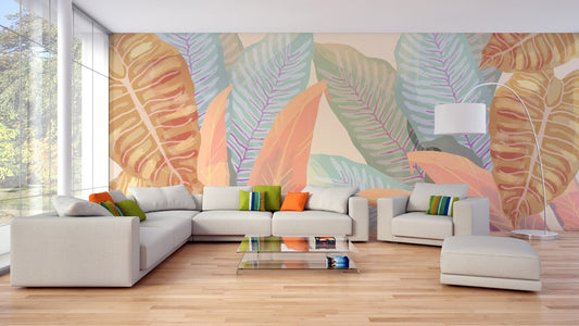 Vintage Tropical Leaves Wallpaper Mural retro-02
