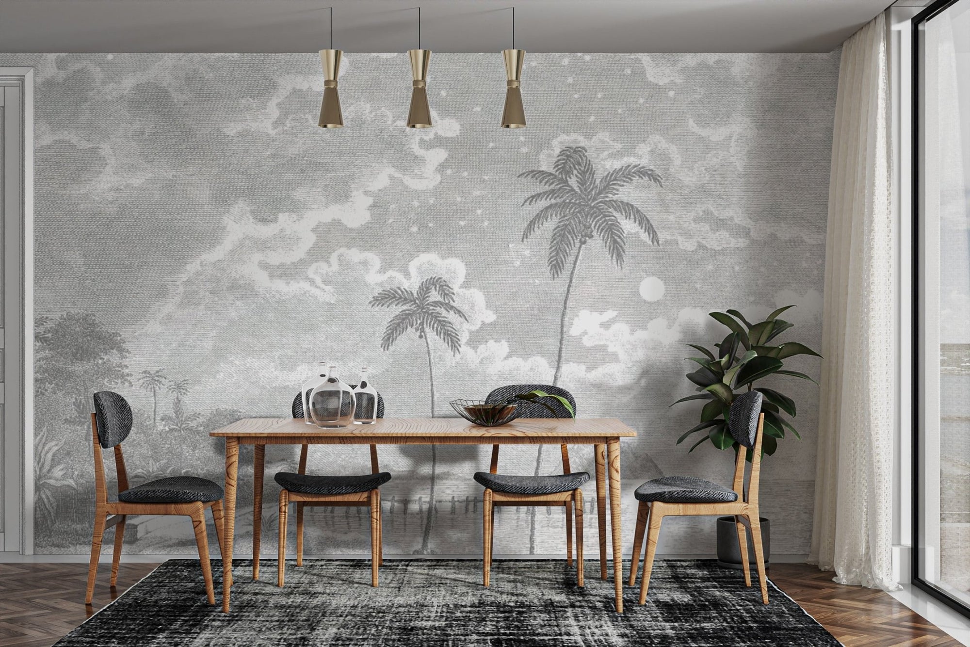 Vintage tropical beach wallpaper mural
 B698