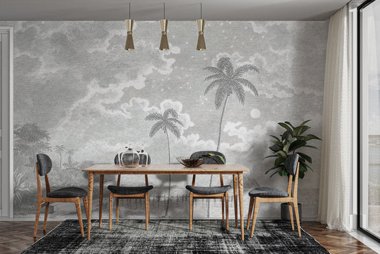 Vintage tropical beach wallpaper mural
 B698