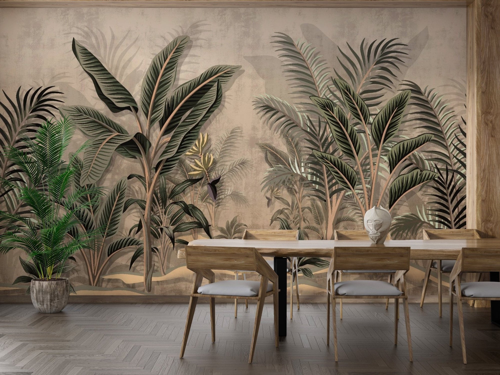 Vintage Tropical Palms Wallpaper Mural - Giffywalls tropical-25