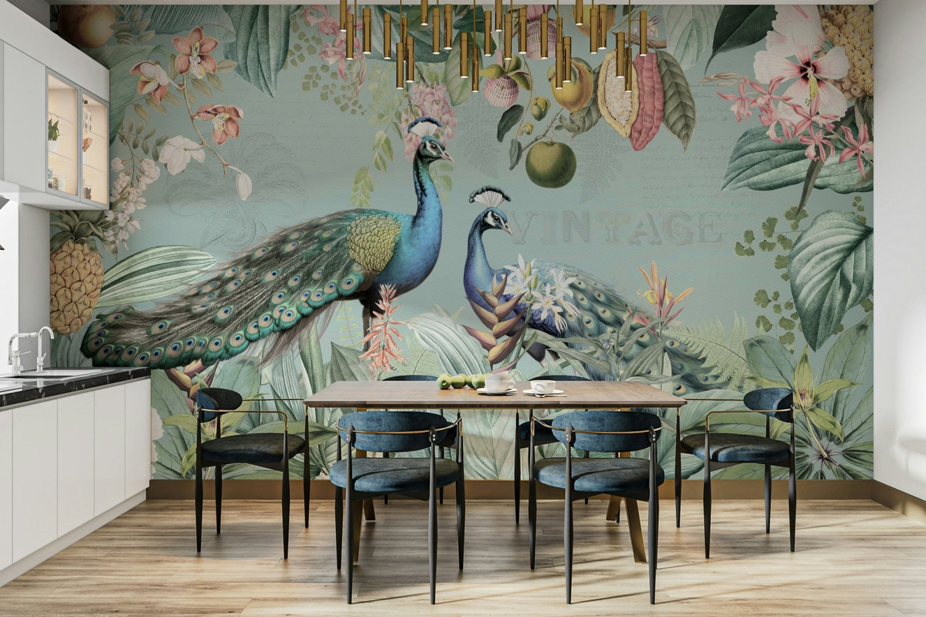 Vintage tropical paradise mural

