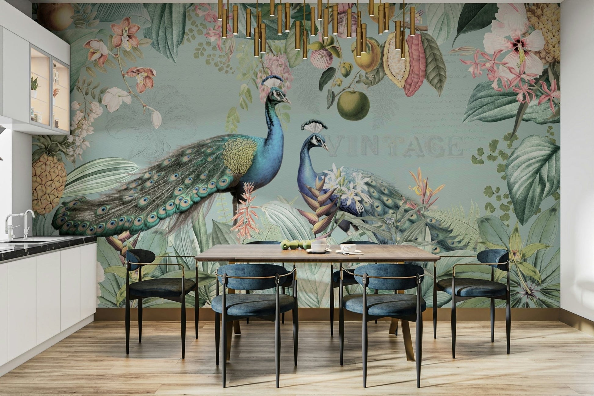 Vintage tropical paradise mural

