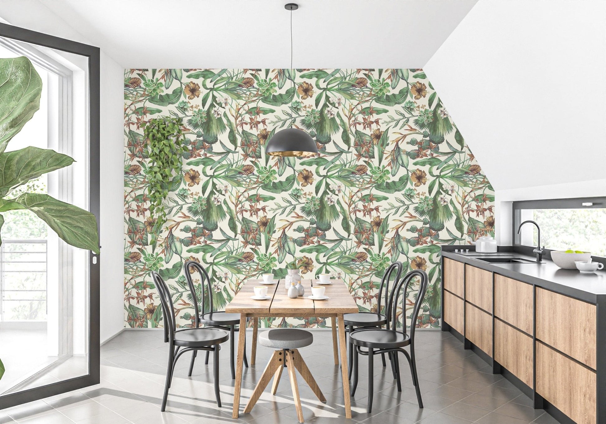 Classic tropical vintage wallpaper style
