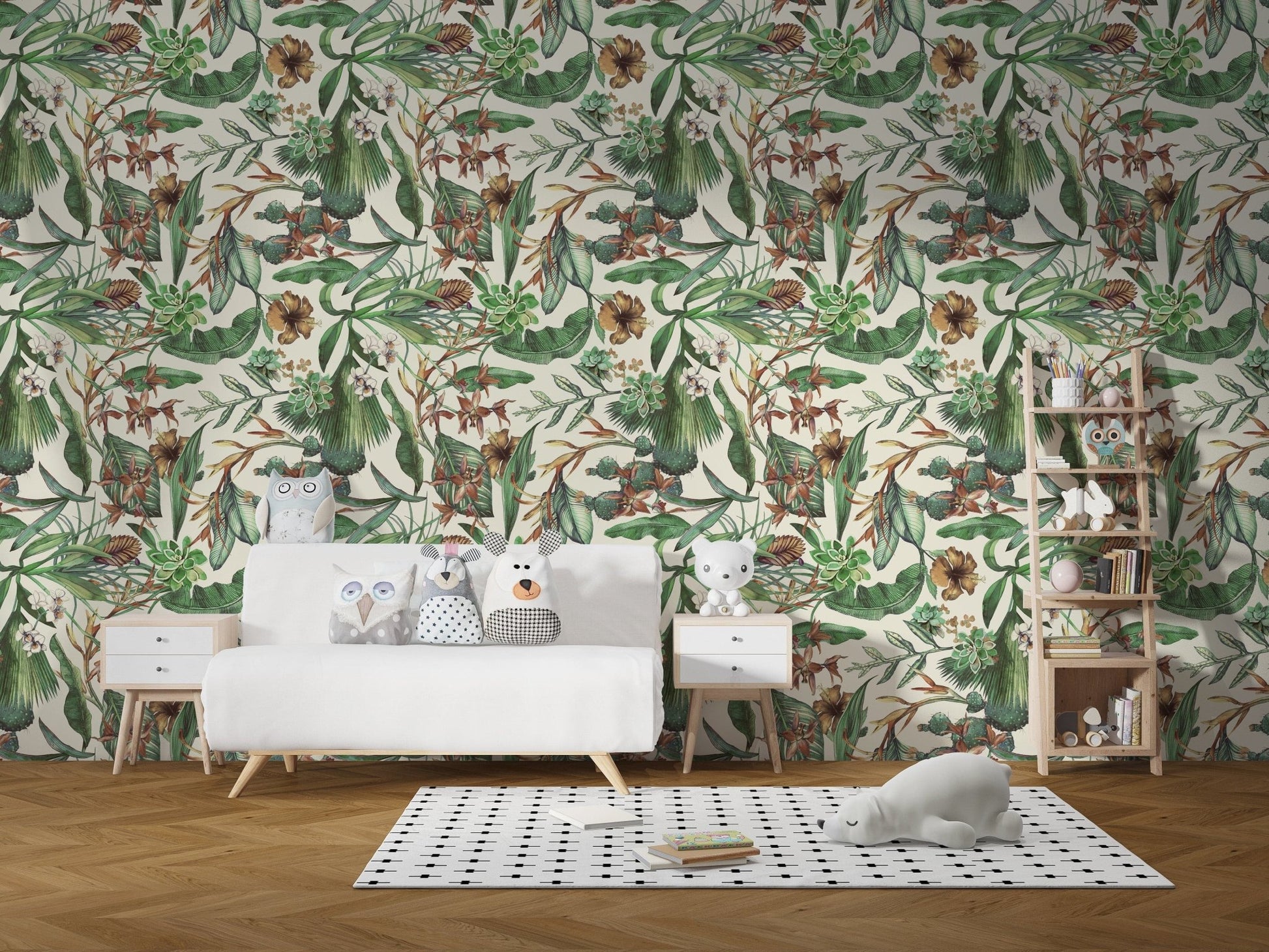 Seamless vintage tropical wall aesthetics
