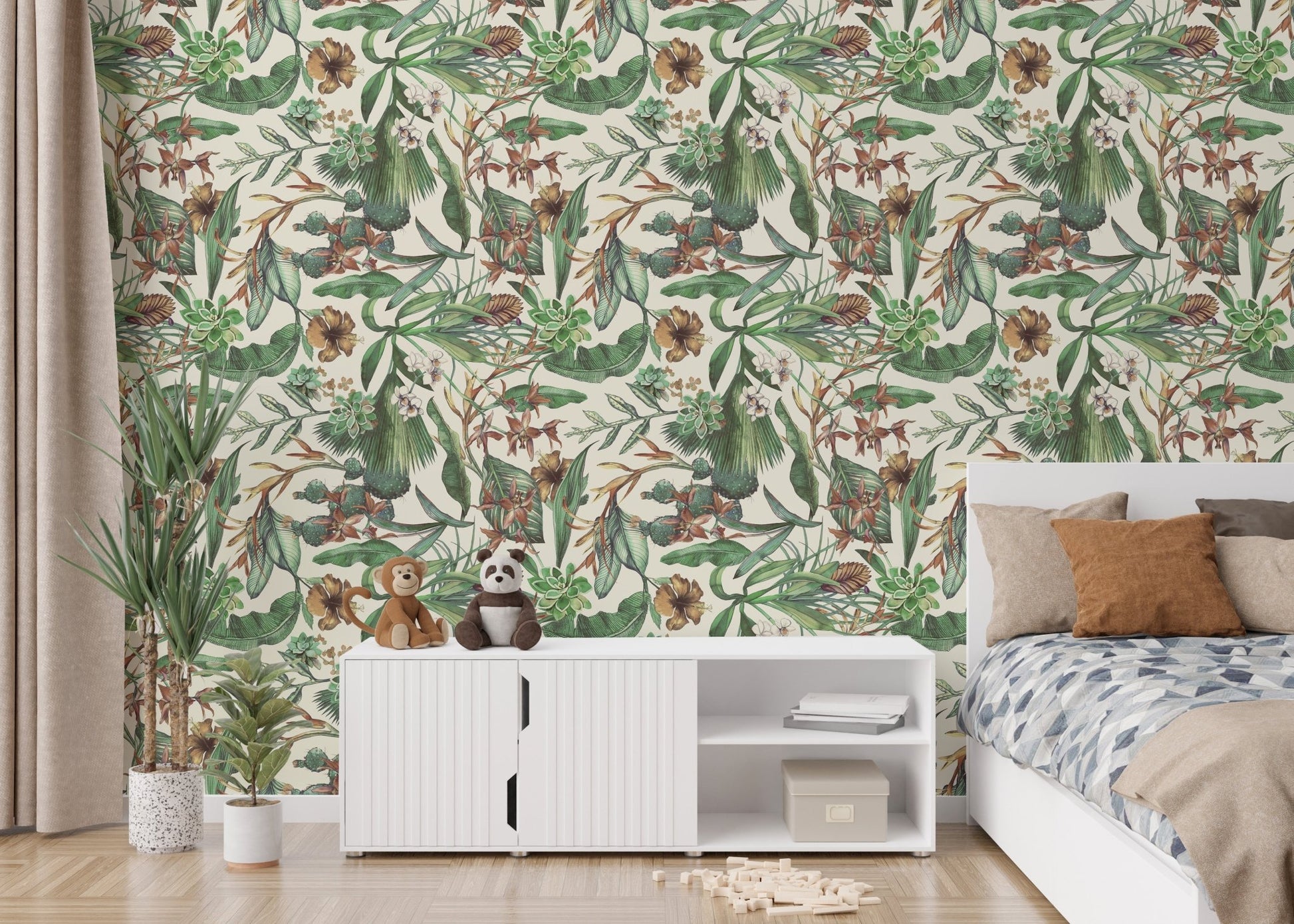 Retro tropical seamless wall decor