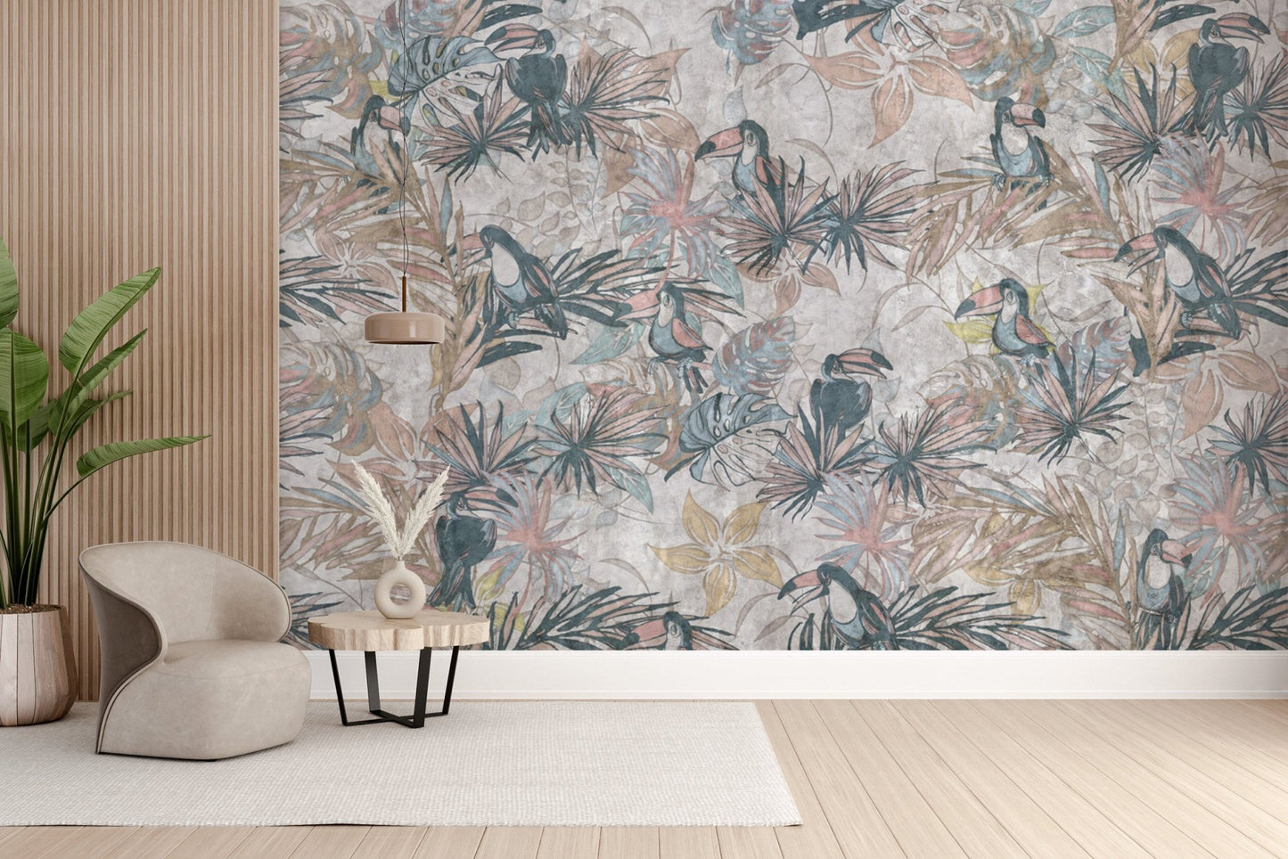 Vintage tropical toucan wallpaper print
