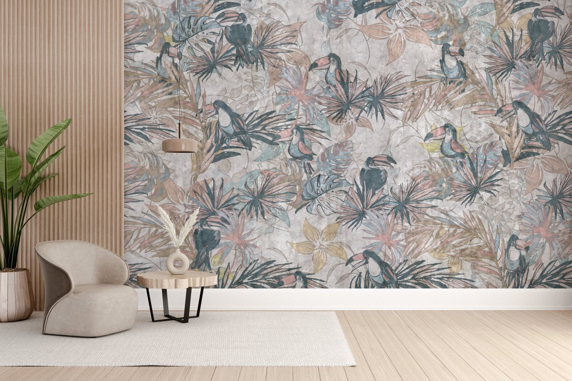 Vintage tropical toucan wallpaper print
