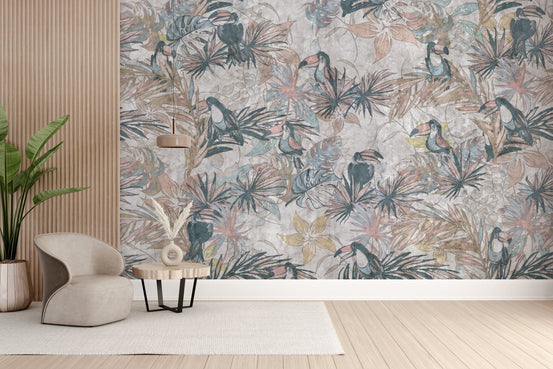 Vintage tropical toucan wallpaper print
 D280