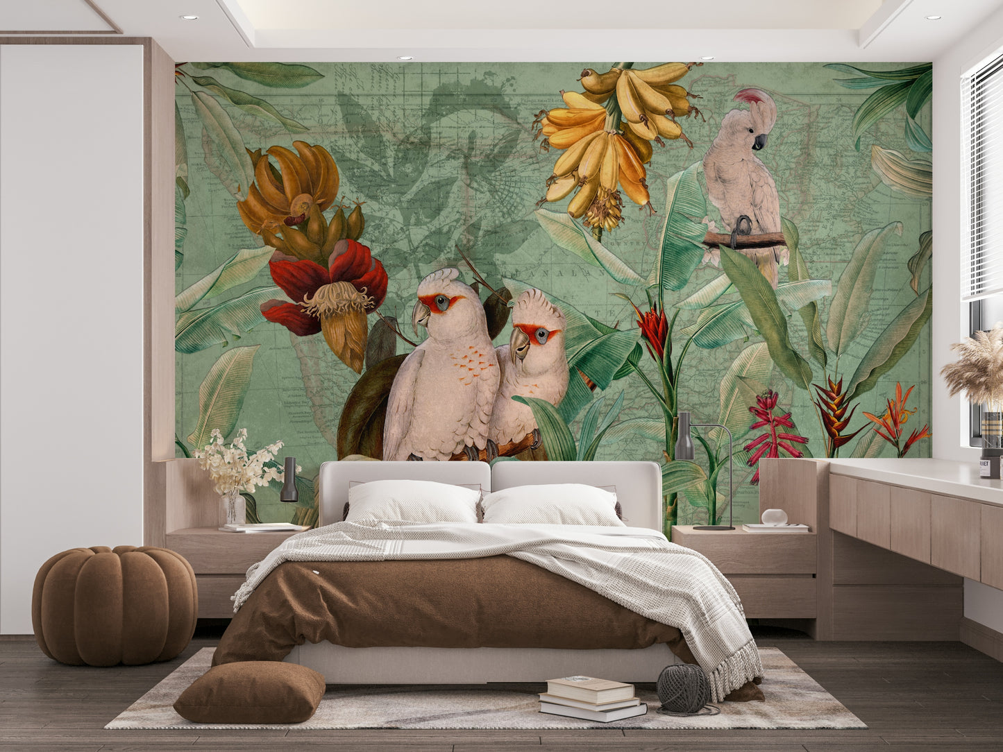 Retro tropical voyage mural for stylish wall decor

